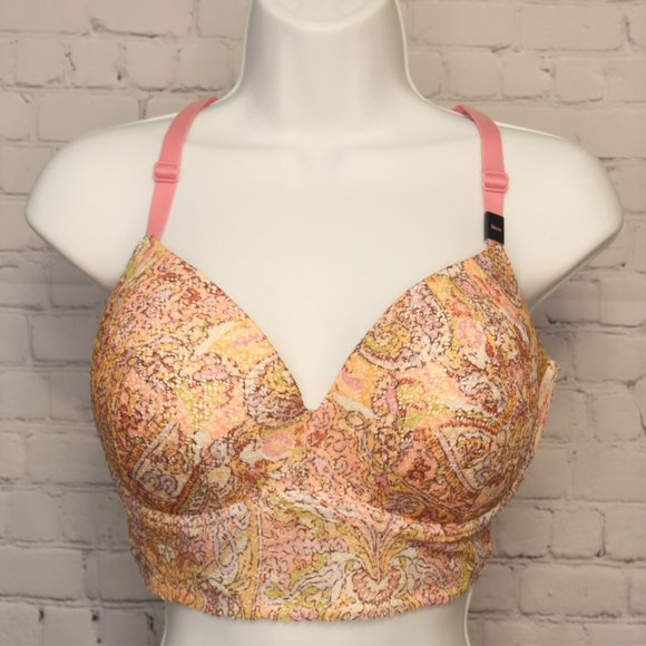 Victoria's Secret Other - NWT Victorias Secret 36DD Womens Peach Pink Lounging Bralette Bra Lace Coverage